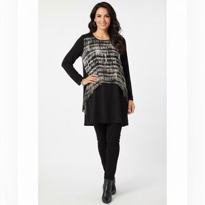 BCBG Ruffle Dress Tunic Long Sleeve Top